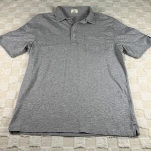 Johnnie-O Hangin' Out Gray OLLU Embroidered‎ Pocket Polo Shirt Mens Size M